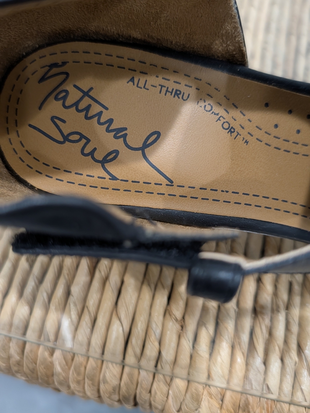 Natural Soul Black Open-Toe Block Heel Sandals - Picture 5 of 7